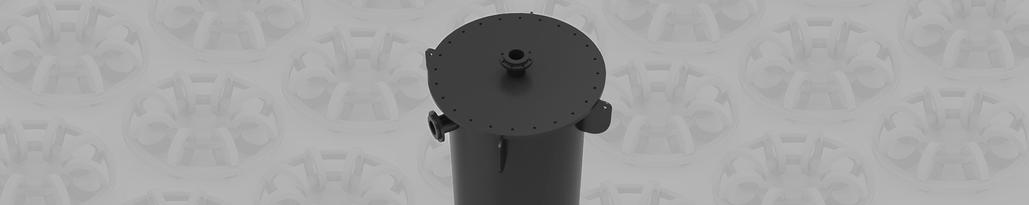 Render of the top portion of a degassing tower