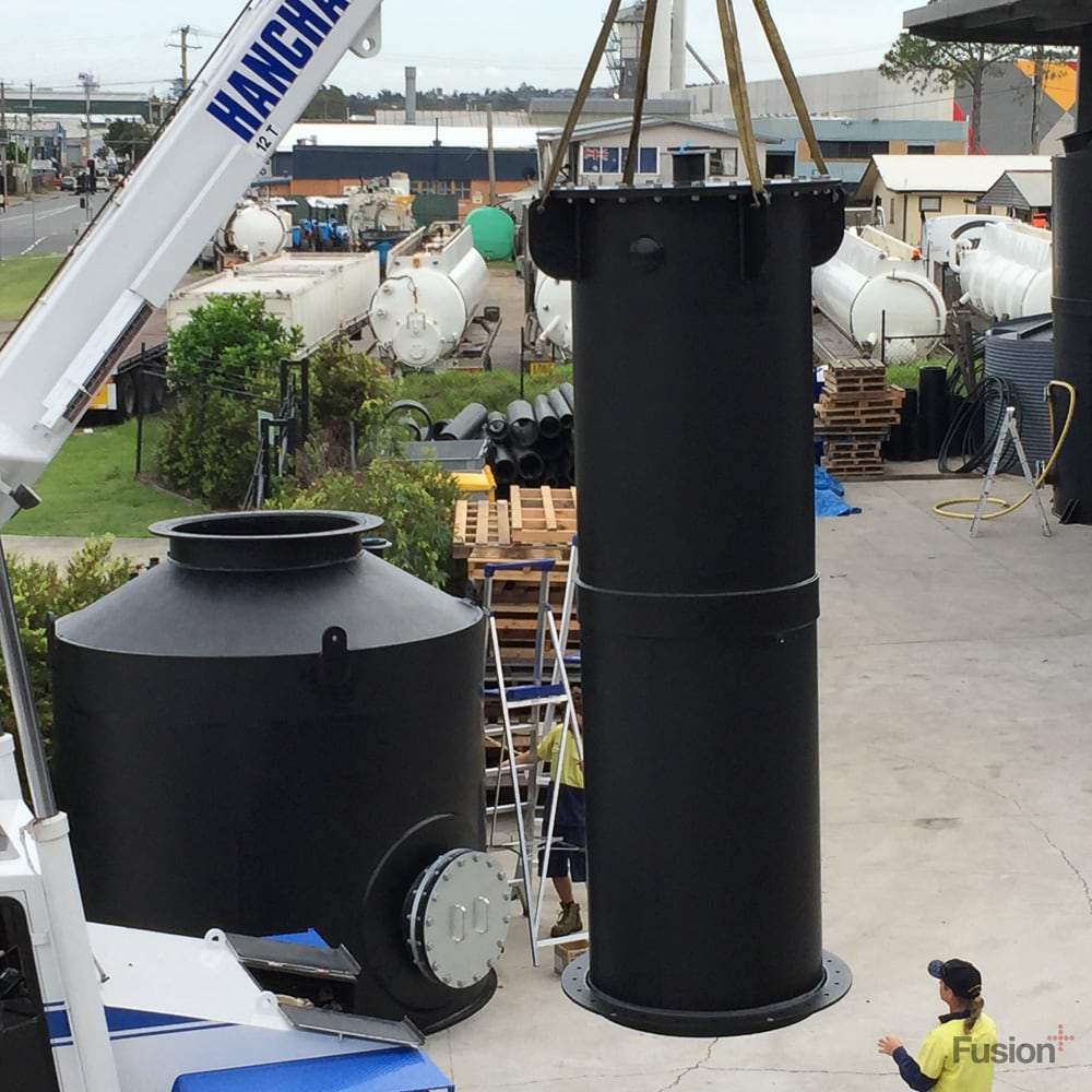 Test assembling the HDPE degassing tower at the Fusion QLD branch
