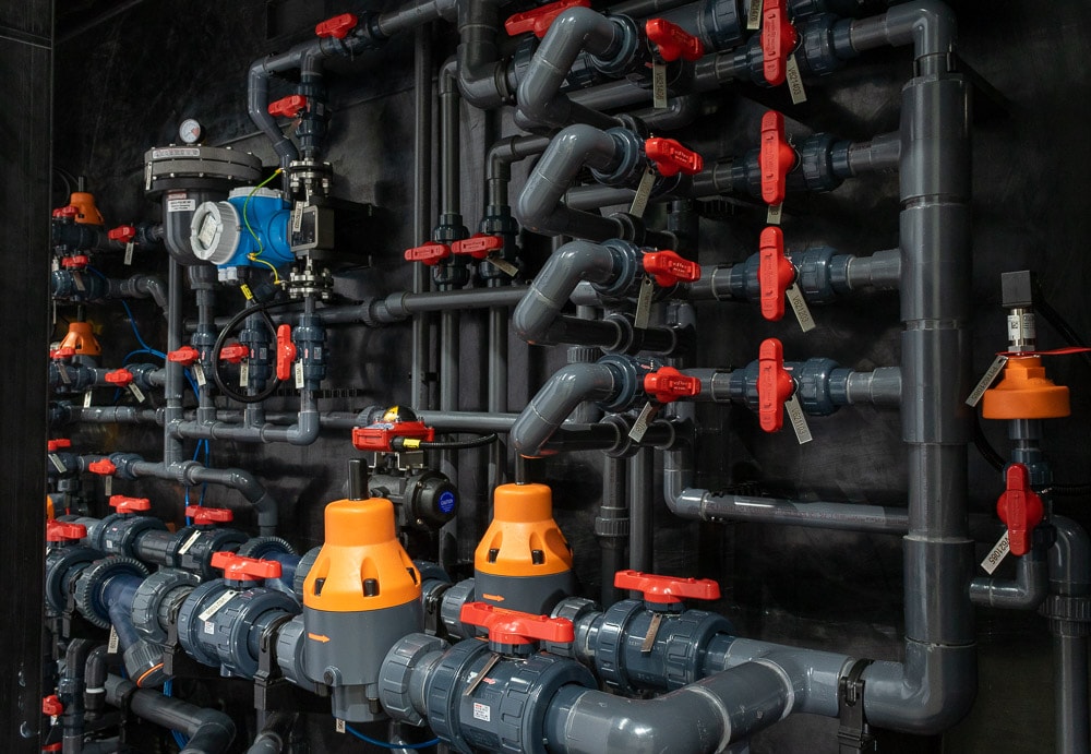 Complex pipework installation in PE Dosing Cabinet