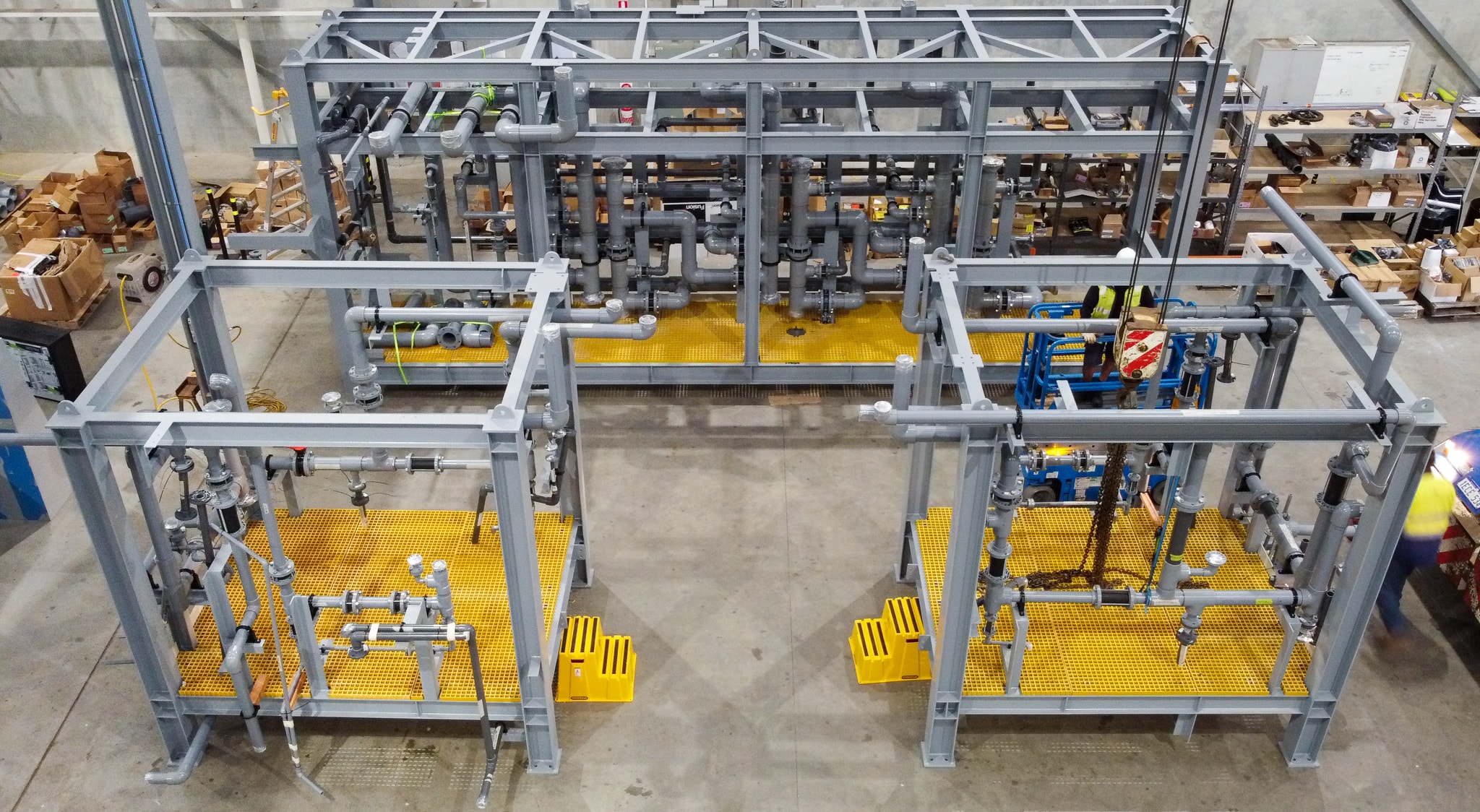 CPVC pipe spools installed by Fusion into the steel frames
