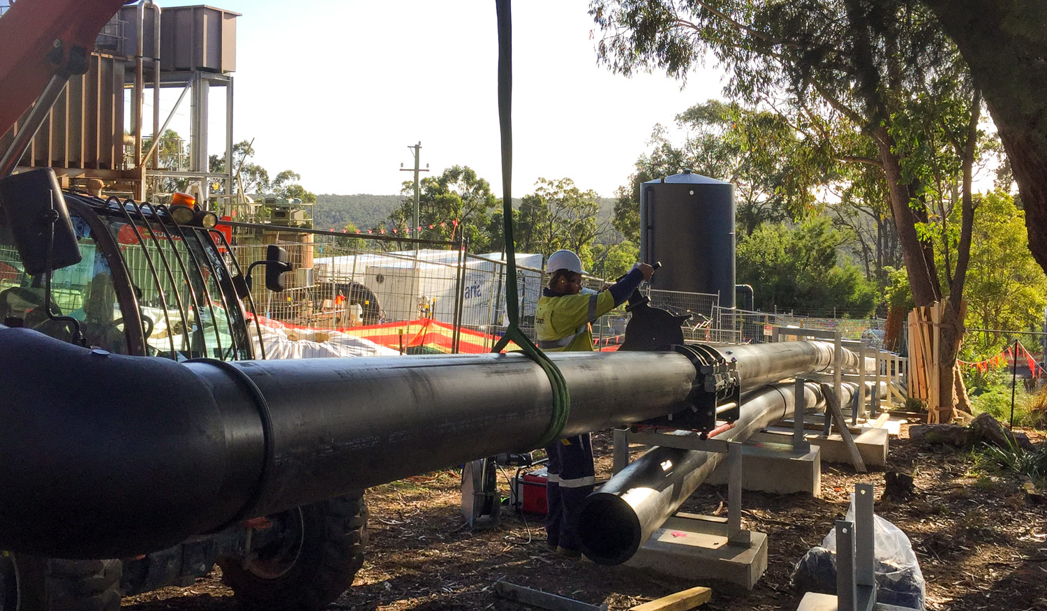 Gravity fed raw water line butt welding at Nepean Water Filtration Plant