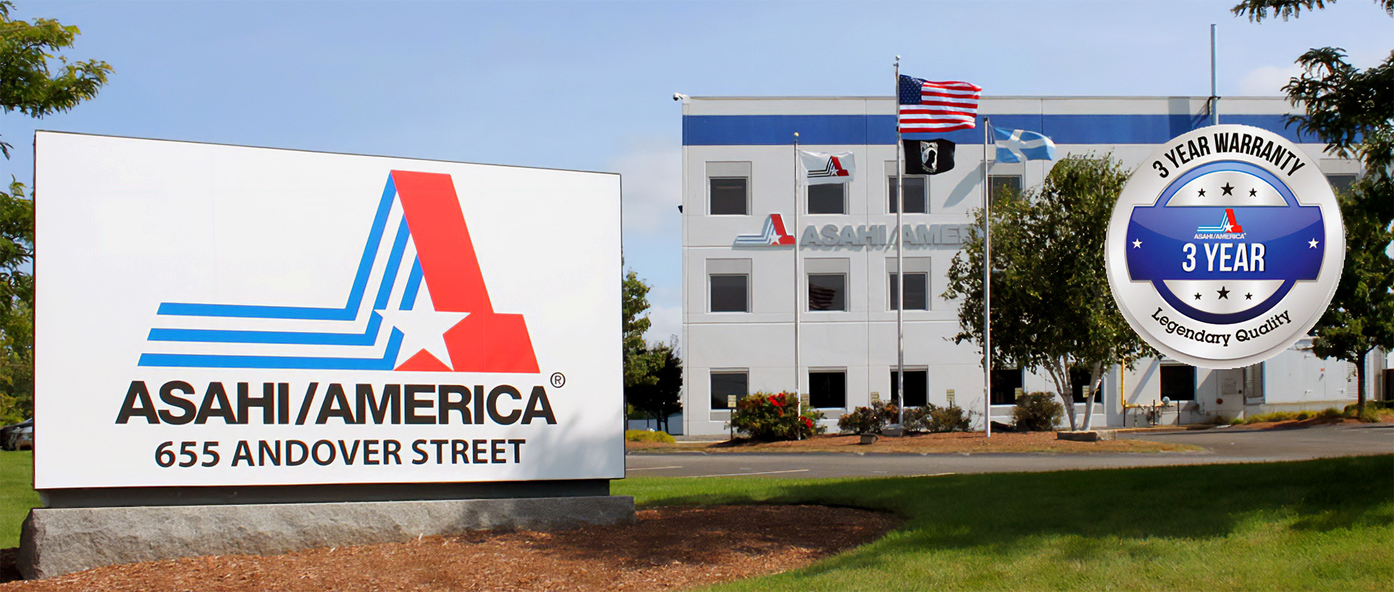 Asahi America's Street Signage and Building Facade in Massachusetts