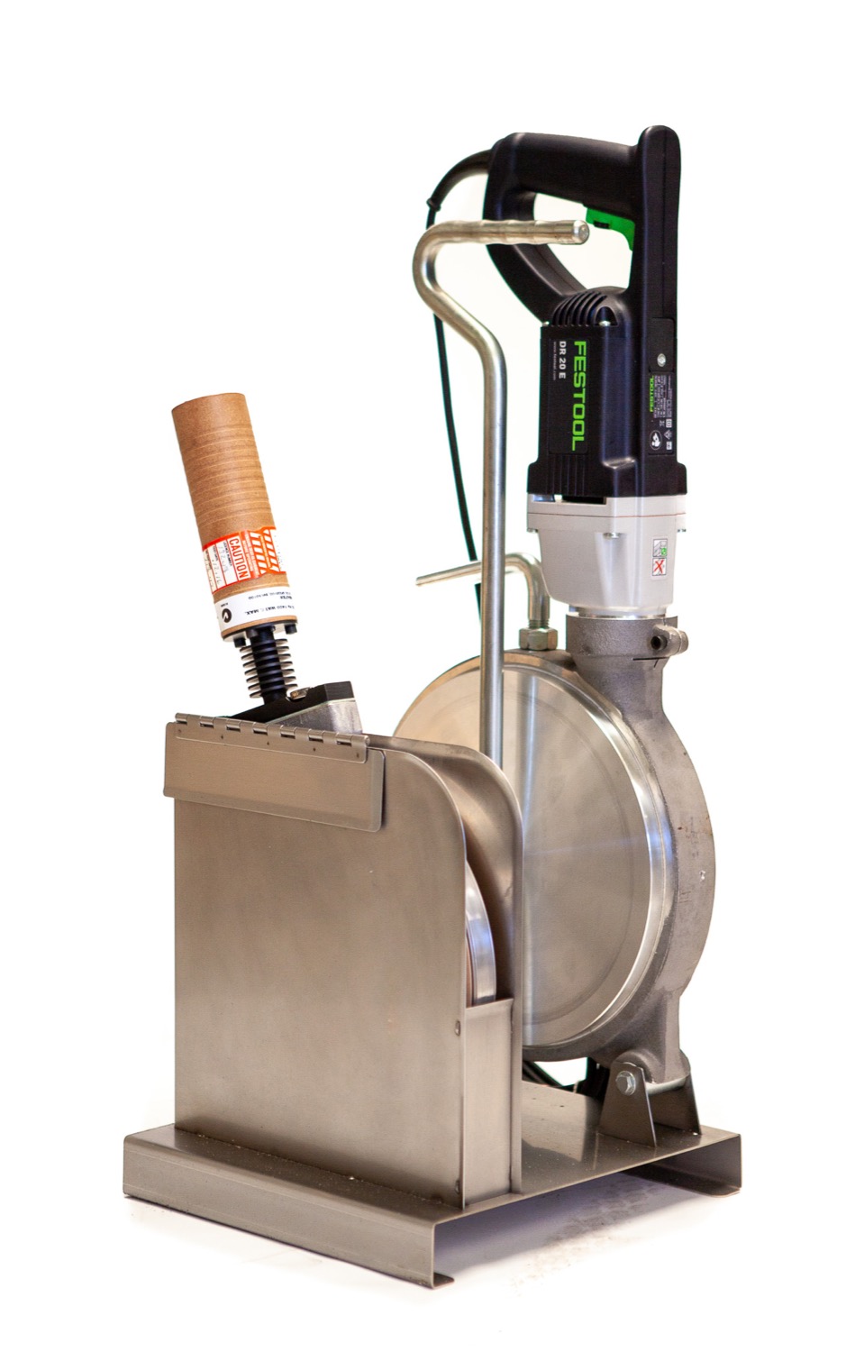 A butt welding heater plate and facer tool in a stand