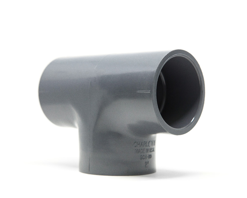 Product photo of a Schedule 80 UPVC Equal Tee with Socket ends on a white background