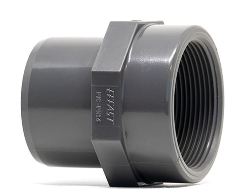Effat PVC / UPVC British Standard Threaded Adaptor Fitting - Spigot x Female BSP Thread on a white background