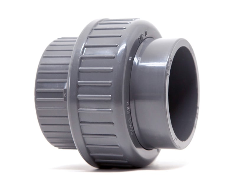 Product photo of a UPVC British Standard Union on a white background