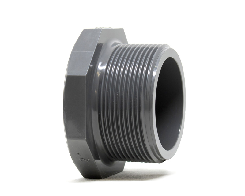 Product photo of a UPVC British Standard Plug M-BSPP on a white background