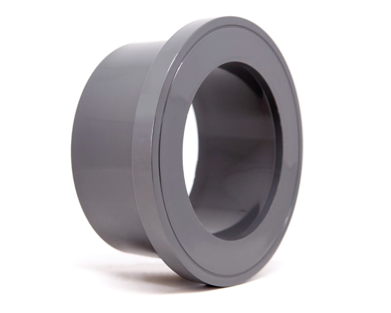 product photo of a UPVC Stub flange with serrated face on a white background