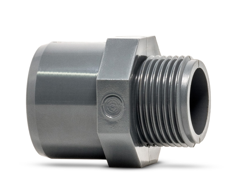 Product photo of a UPVC Threaded Adaptor Socket x M-BSP on a white background