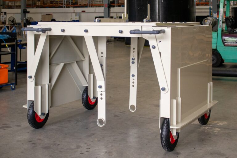 Angled Photo of a Fusion designed and fabricated Polypropylene Gantry for a DPIRD Agricultural Project