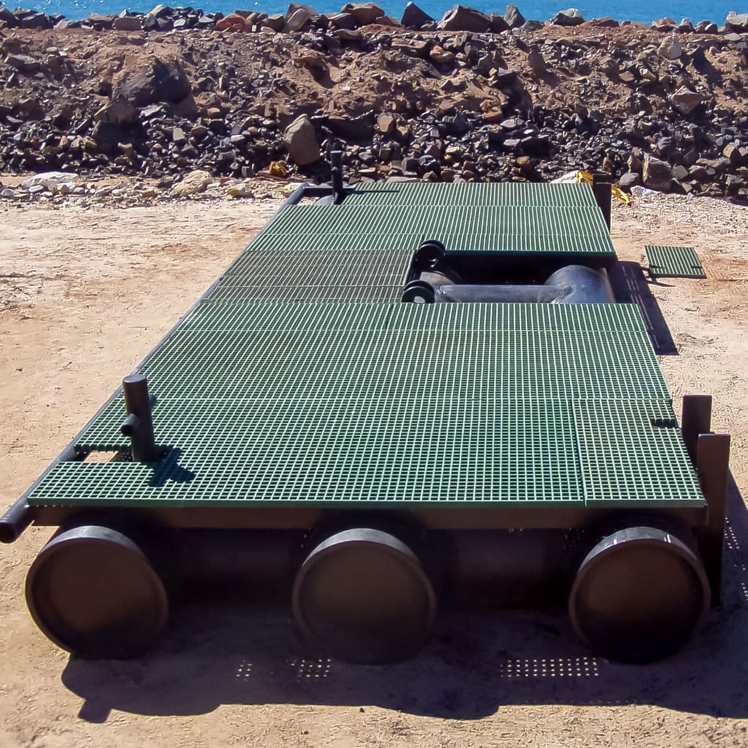 HDPE pontoon for a salt refinery by the ocean